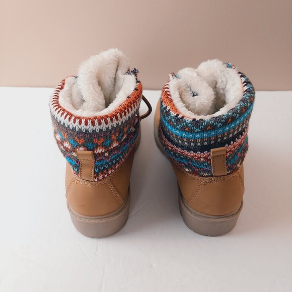 Olivia Miller Womens Sz 7 Lace Up Tan Ankle Booties Sweater Top Fashion Shoe - Picture 7 of 13